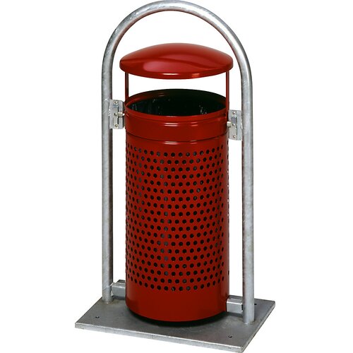 VAR ko&amp;scaron; za odpadke 65 l za uporabo na prostem, jeklo, &amp;scaron;xvxg 580 x 1145 x 380 mm, s cevnim lokom in stre&amp;scaron;ico, &amp;scaron;krlatno rdeča Slike
