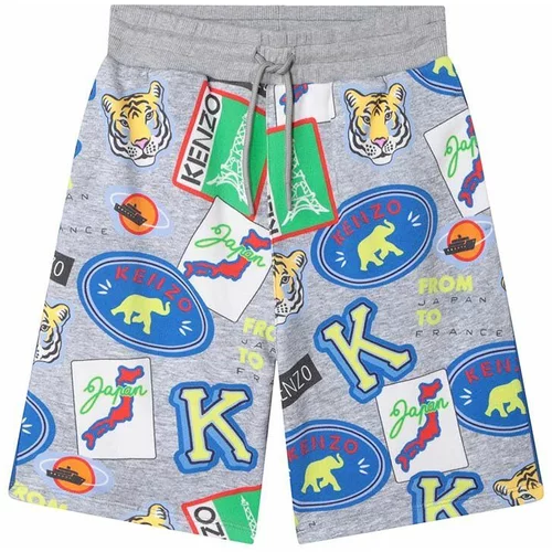 Kenzo Kids Otroške bombažne kratke hlače siva barva