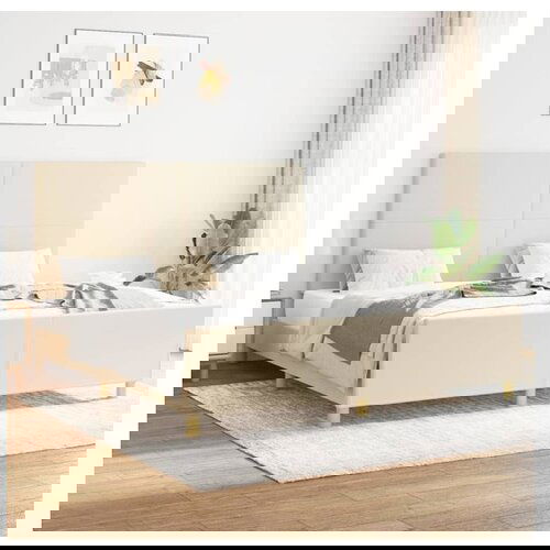 VidaXL Posteljni okvir z vzglavjem krem 160x200 cm blago Slike