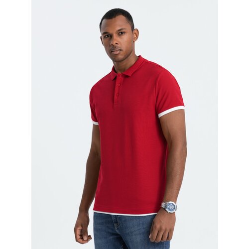 Ombre Men's cotton polo shirt - red Slike