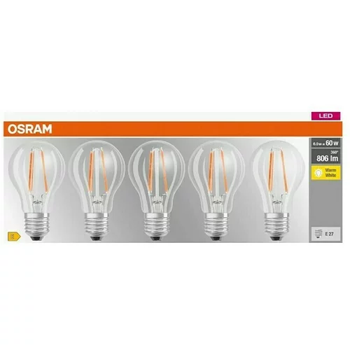 Osram Set LED žarulja E27 Classic A60 (6 W, 806 lm, Boja svjetla: Topla bijela, 5 Kom., Prozirno)
