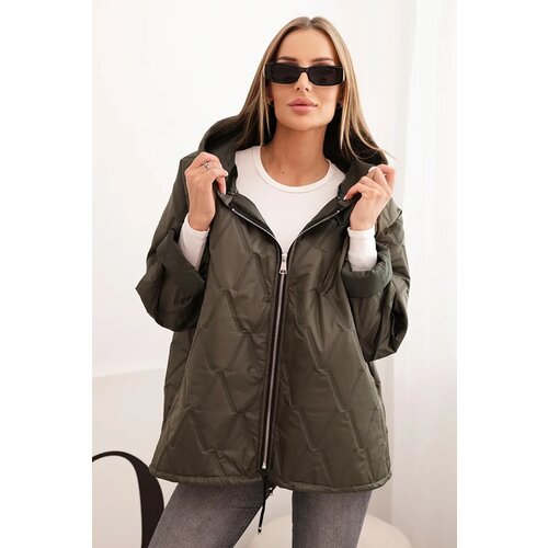 Kesi Włoski Women's quilted jacket with a hood khaki Cene