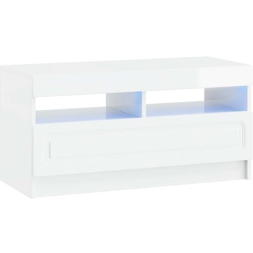 vidaXL LED TV kabinet Bijela visokog sjaja Konstruirano drvo - Bijela visokog sjaja Cijene