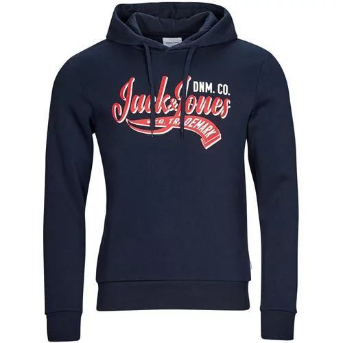 Jack & Jones Muški pulover JJELOGO SW HOOD 2COL Crna