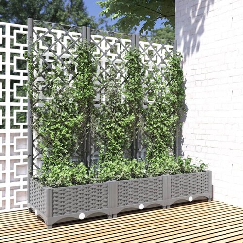 vidaXL Vrtna sadilica s rešetkom svjetlosiva 120 x 40 x 121 5 cm PP Cijene