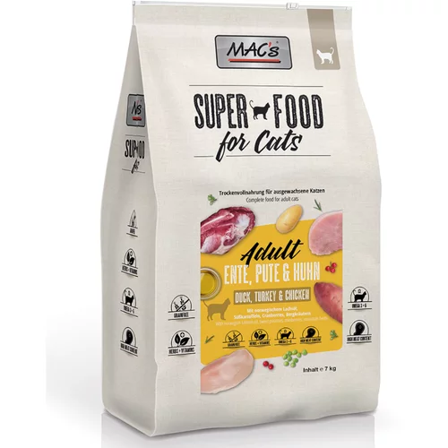 MAC's Superfood for Cats Adult raca, puran in piščanec - Varčno pakiranje: 2 x 7 kg