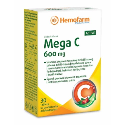 Hemofarm tablete sa produženim oslobađanjem mega c orange 600 mg 30 komada Cene