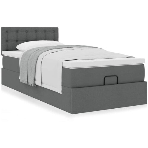 VidaXL Otomanski posteljni okvir z vzmetnico siv 90x190 cm blago Slike