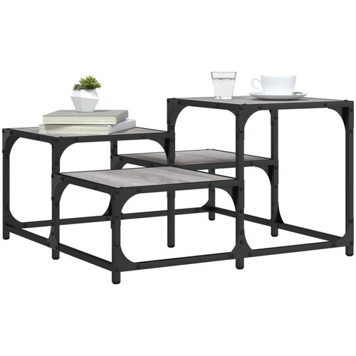 VidaXL Klubska mizica siva sonoma 68x68x40 cm inženirski les Slike