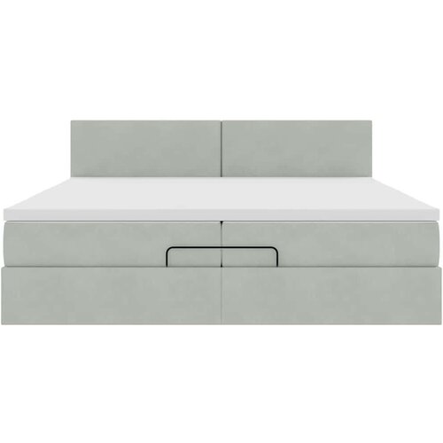 VidaXL okvir kreveta s madracima svijetlosivi 200x200cm bar&amp;scaron;unasti Slike