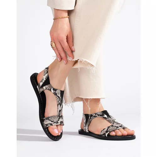 SHELOVET Flat sandals with snake pattern