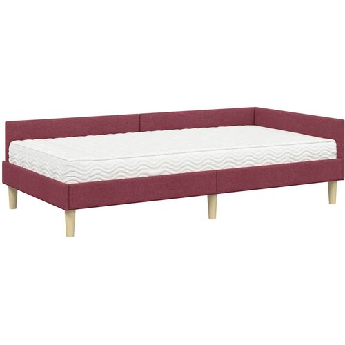  Kutni krevetni okvir s madracem 2 kom. Vinska crvena 100 x 200 cm Slike