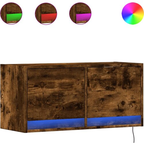 Maison Chic Stenska TV omarica - TV stojalo - Televizijska omarica z LED lučkami dimljeni hrast 80x31x38 cm, (21701894) Cene