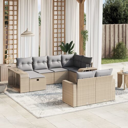 vidaXL 10-dijelni set vrtnih sofa s jastucima bež od poliratana Cijene