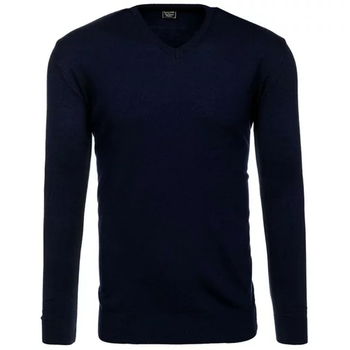 DStreet Men's sweater with V-neck - dark blue,