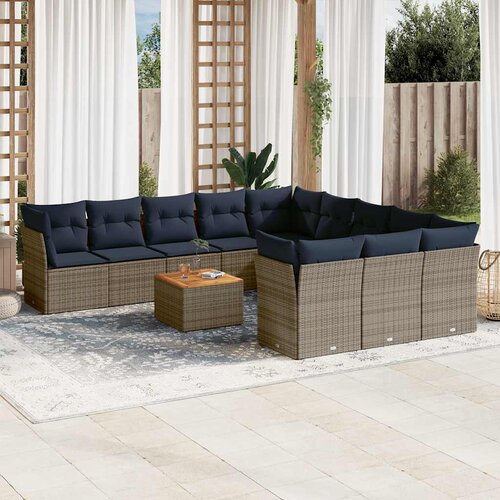  12-dijelni set vrtnih sofa od poliratana s jastucima sivi Cijene
