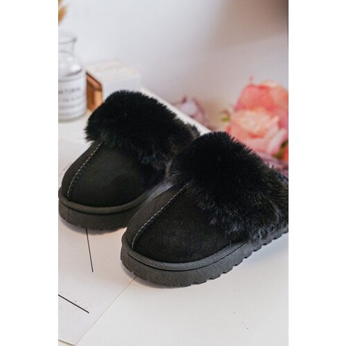Kesi Children&amp;#039;s slippers with fur, Black Birasta Slike