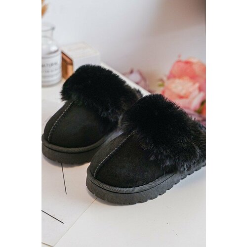 Kesi Children's slippers with fur, Black Birasta Slike