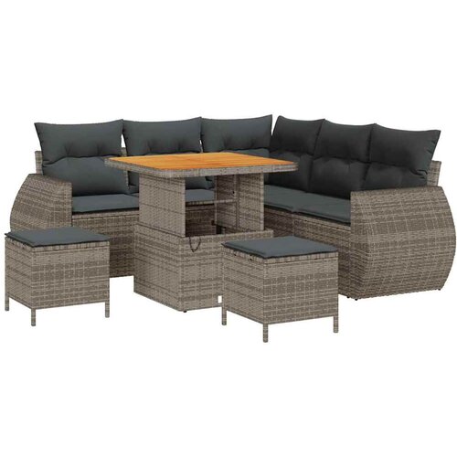 vidaXL Vrtna sedežna garnitura z blazino 8 pcs Siva poli ratan, (5000133683) Cene