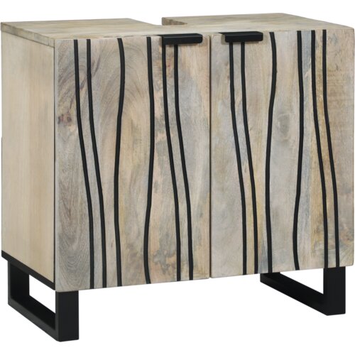 vidaXL Ormarić za umivaonik s policom s pohranom s vratima Smeđa, Crna 62 x 33 x 58 cm Cijene