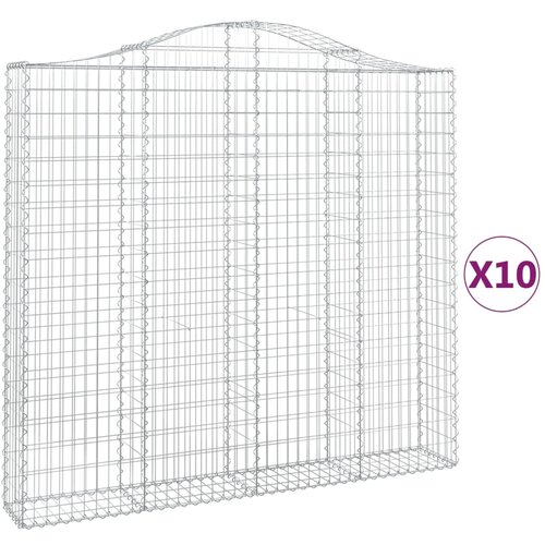 vidaXL Obokane gabion košare 10 kosa 200x30x180/200cm pocinkano železo, (21000288) Cene