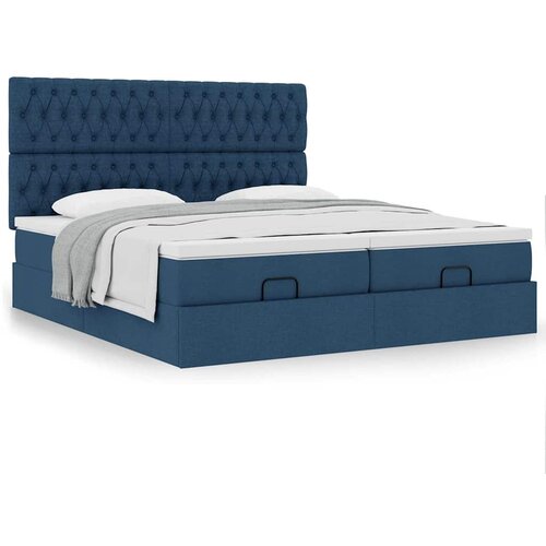 VidaXL Otomanski okvir kreveta s madracima plavi 200x200cm tkanine Slike