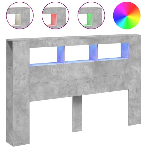  LED uzglavlje siva boja betona 160 x 18,5 x 103,5 cm Slike