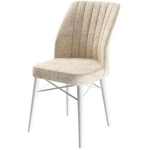 Hanah home set trpezarijskih stolica Flex 2 kom, krem tkanina Babyface, bele drvene noge Cene