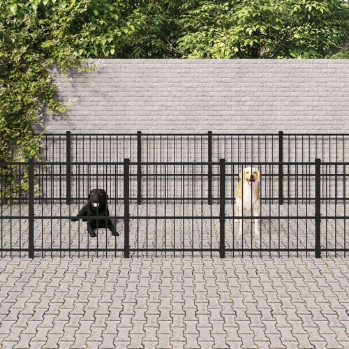  Zunanji pasji boks jeklo 16,94 m&sup2; - - črna - 83.2 - 582 x 291 x 100 cm - Cene