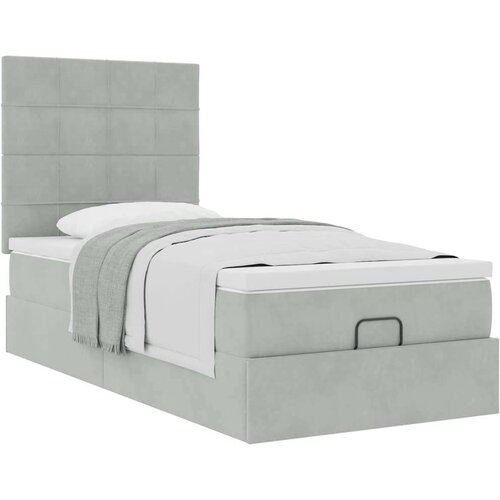 VidaXL okvir kreveta s madracima svijetlosivi 90x200cm bar&amp;scaron;unasti Slike