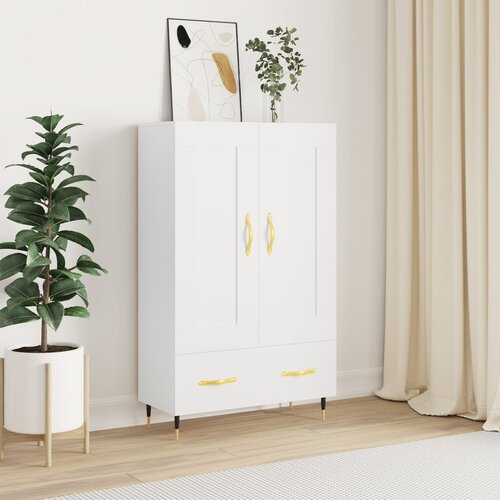 vidaXL Visoka omara bela 69,5x31x115 inženirski les Cene