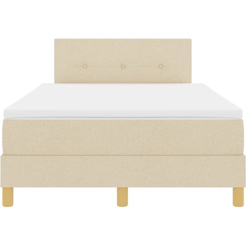  LED Box Spring Krevet s LED trakama Krema 120 x 200 cm tkanina Slike