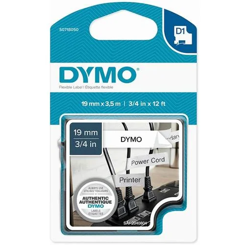 Dymo D1 trak 19 mm, črna na beli, upogljivi najlon, 16958 SO718050