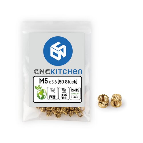 CNC Kitchen Threaded Inserts M5 Short, M5 x 5.8 (50 pcs) Slike