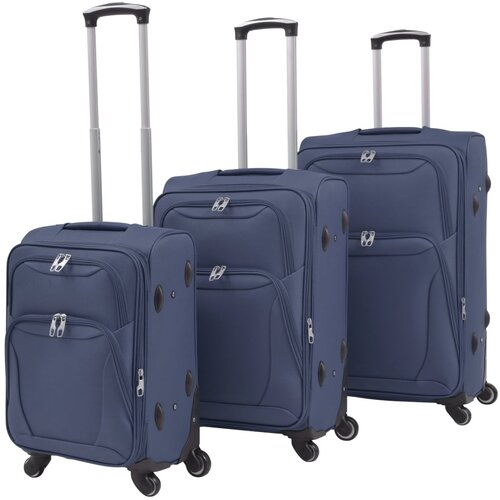 VidaXL 3-Dijelni Set Mekanih Kofera Tamno Plavi Slike