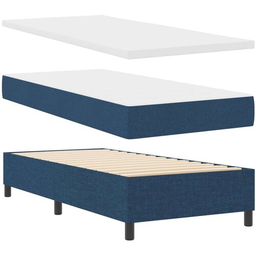 vidaXL Box Spring Postelja z Vzmetnico Modra Enojna Tkanina, (22080904) Cene