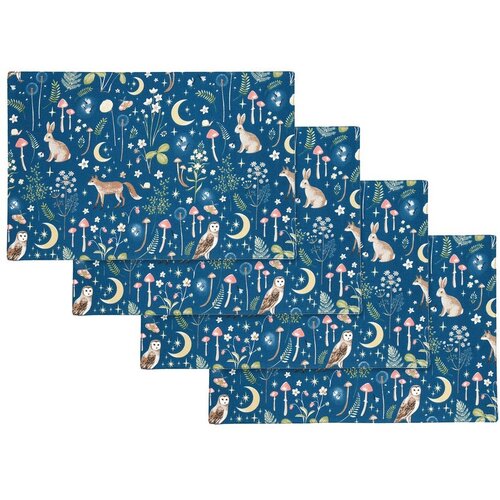 Catherine Lansfield Bombažni pogrinjki v kompletu 4 ks 30x46 cm Enchanted Twilight Animals &amp;ndash; Slike