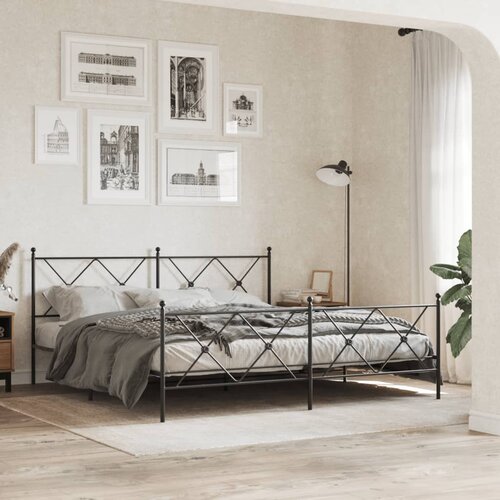  Metalni okvir kreveta uzglavlje i podnožje crni 183x213 cm Cijene