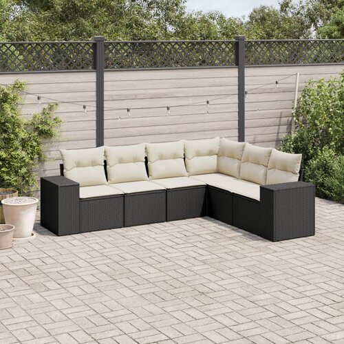  6-dijelni set vrtnih sofa s jastucima crni od poliratana Crna 83 x 62 x 69 cm Slike