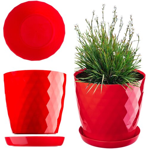 KADAX Plastični cvetlični lonec s stojalom, pokrov za cvetlični lonec, 16 cm, rdeč, (5000346431) Slike