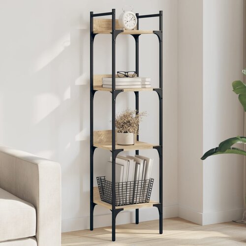 VidaXL Knjižna polica 4-nadstropna sonoma hrast 35x30x138,5cm inž. les Slike