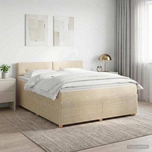  Boxspring krevet s madracem Krem 180 x 200 cm Tkanina Cene