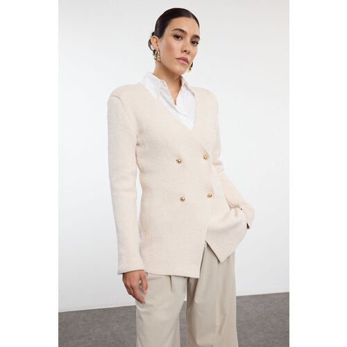 Trendyol Stone Double Breasted Coat Look Knitwear Cardigan Cene