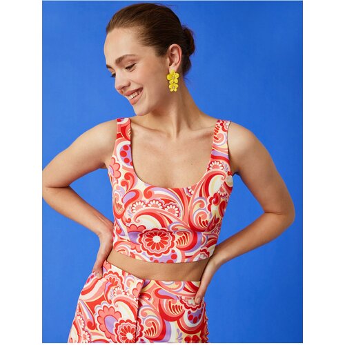 Koton Patterned Crop Athlete U-Neck Slike