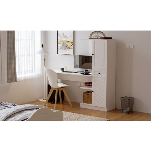 Hanah home Rb-116 matte white study desk &amp;amp; bookshelf Slike