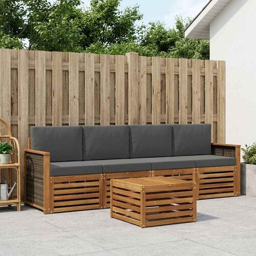  Set vanjskih sofa 5 kom. Prirodna i antracit Smeđa Cene