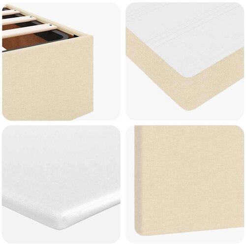 VidaXL Otomanski krevet s madracem i LED krem 180x200cm od tkanine Slike