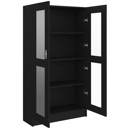  Vitrina crna 82,5 x 30,5 x 150 cm konstruirano drvo Slike
