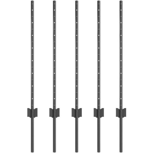 VidaXL Ogradni stupovi 5 kom U-kanal siva 80 cm čelik Slike