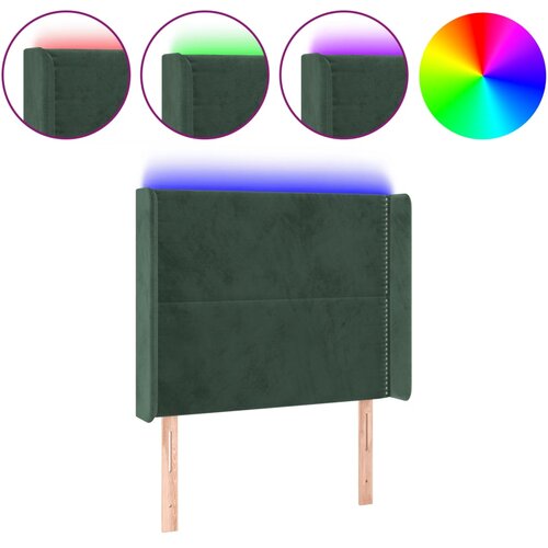 Maison Chic LED Posteljno vzglavje - Vzglavna omarica - Nočna omarica temno zeleno 93x16x118/128 cm žamet, (21709734) Cene